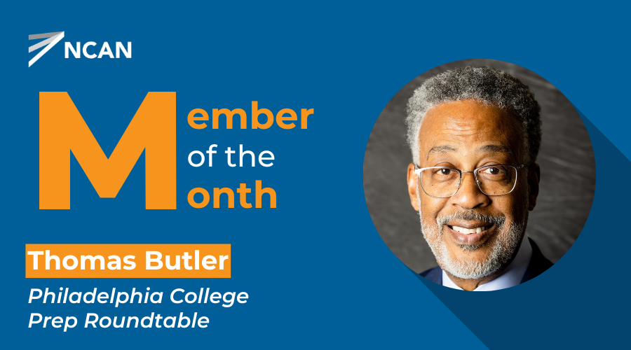 Profile photo of Thomas Butler on blue background for Member of the Month